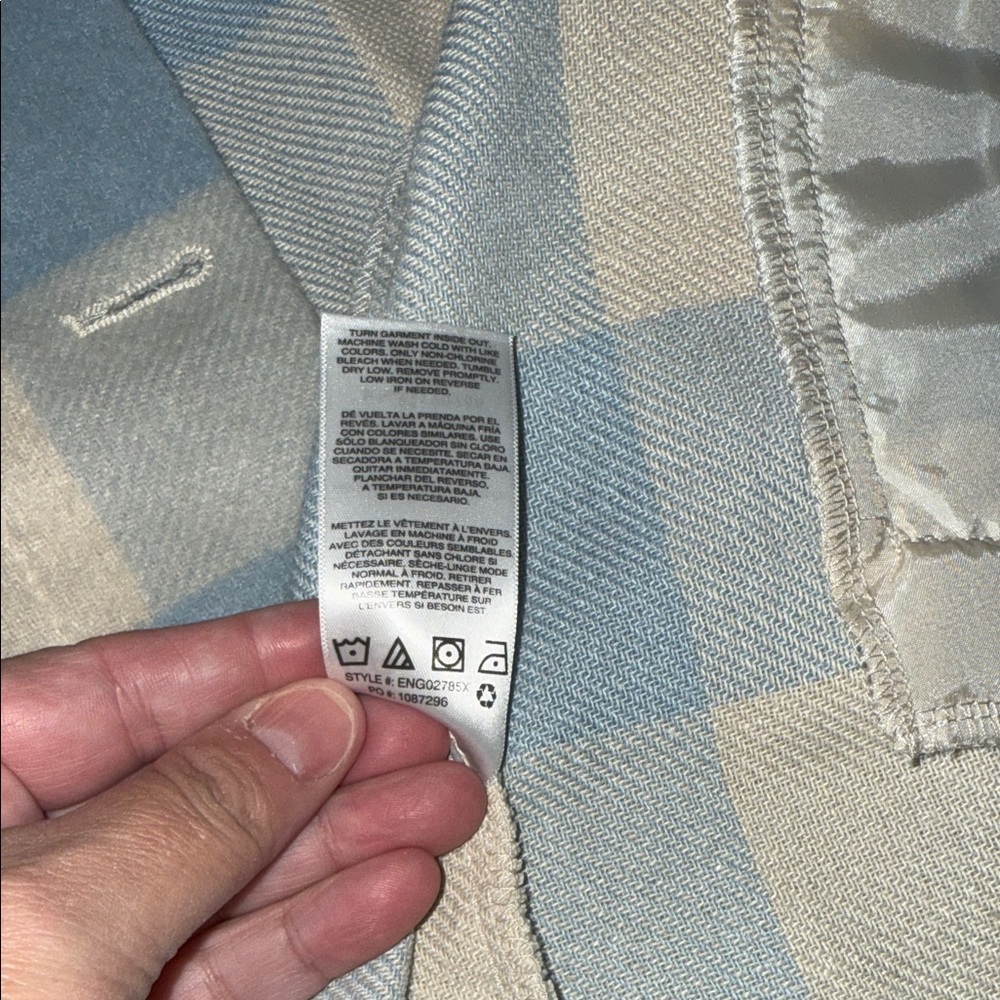 Kensie Jeans Womens Plaid Shacket Blue Cream Buffalo Check Shirt Jacket Medium - Picture 5 of 5